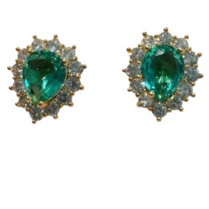 BRINDO GOTA PEDRA ESMERALDA CRAVEJADO