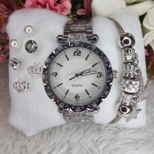 Relógio Feminino - KIT com Pulseira e Brincos