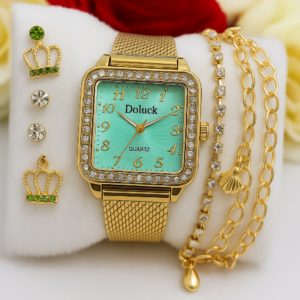 Relógio Feminino - KIT com Pulseira e Brincos