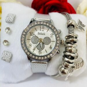 Relógio Feminino - KIT com Pulseira e Brincos