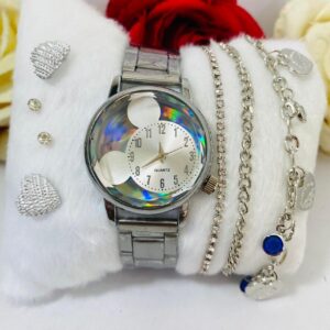 Relógio Feminino - KIT com Pulseira e Brincos