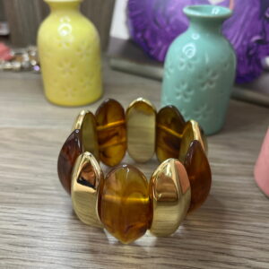 Pulseira Larga Dourada e Mármore