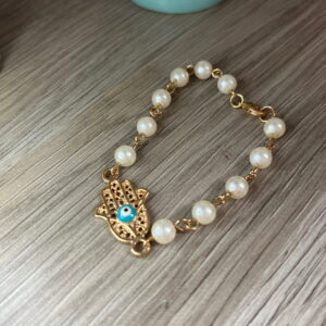 Pulseira com Pérolas e Olho Grego