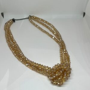 Colar Triplo Cristal Com Nó Champanhe