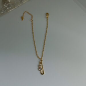 Pulseira Alfinete com 2 Corações em Zircônia