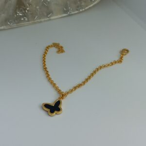 Pulseira com Elinhos e Borboleta de Resina