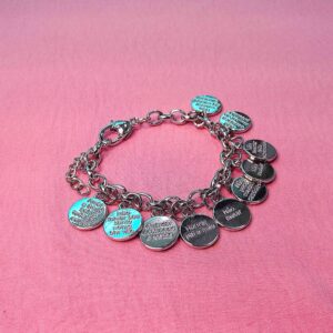 Pulseira com Medalhas em Numeros Romanos e os 10 Mandamentos