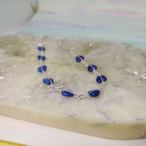 Pulseira toda de Pedras Azuis em Formato de Coração